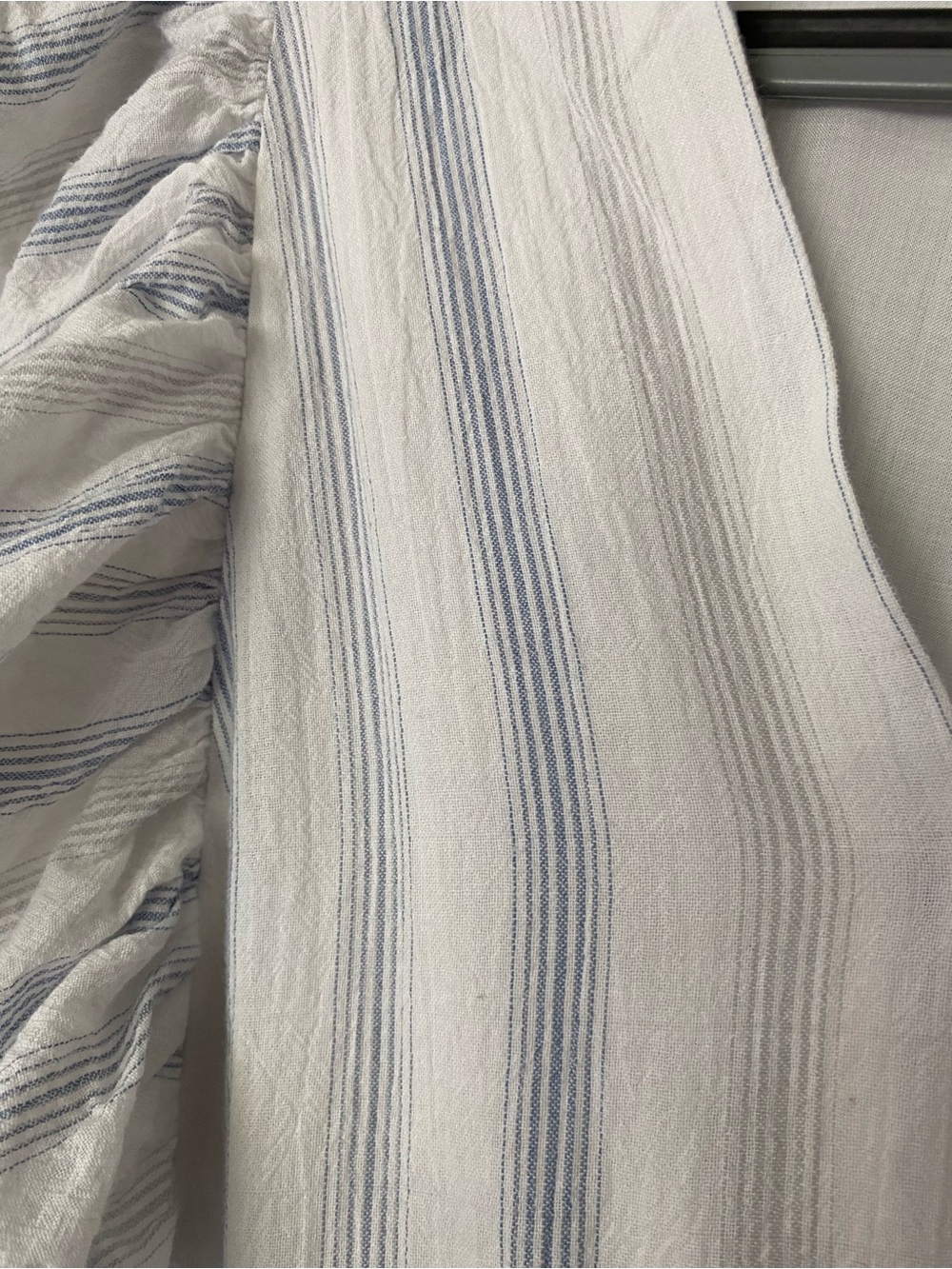 REBECCA TAYLOR Cream and Blue Yarn-Dye Stripe Ruffle Midi Dress Size 6 - Picture 5 of 8